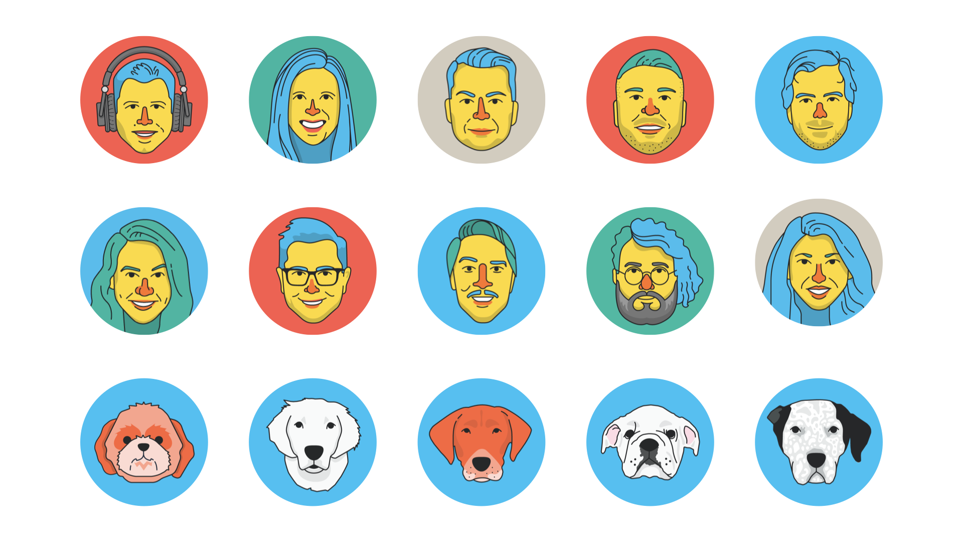 Team and pup headshots for Meridian Design System.