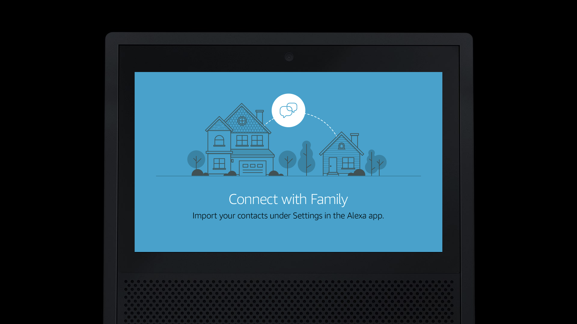 Image of Echo Show with an illustration inside the screen highlighting a feature of the device.